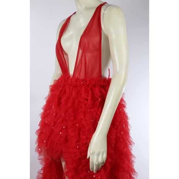 BRONX & BANCO Red Lace Maxi Dress Sleeveless Gown Size 2 Formal Evening - Picture 11 of 16